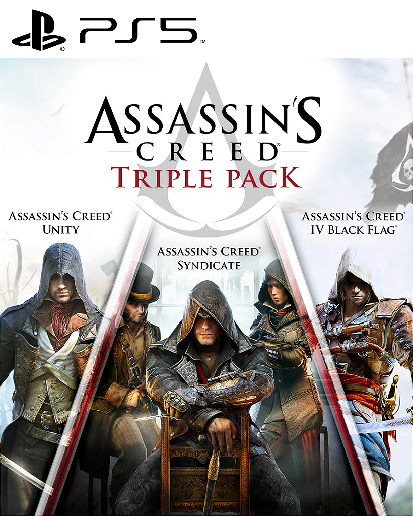 Assassins Creed Triple Pack Black Flag Unity Syndicate PS5 Mídia Digital