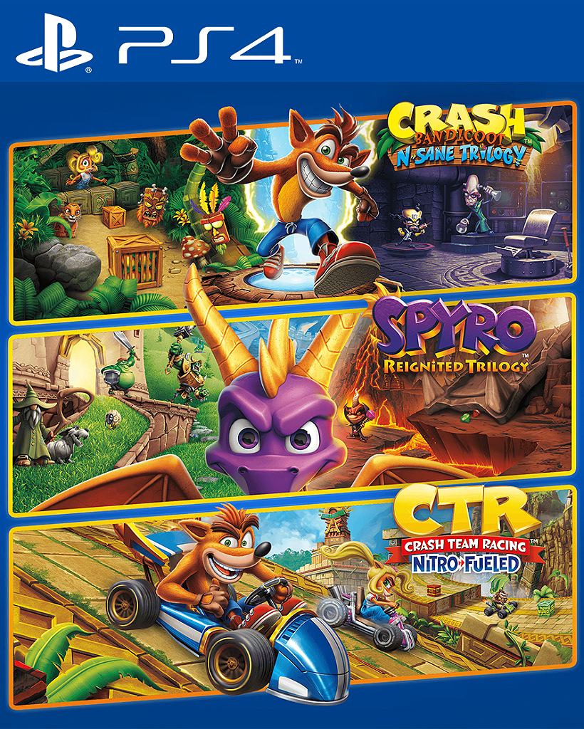 Crash Bandicoot™ N. Sane Trilogy + CTR Nitro-Fueled + Spyro PS4 Mídia Digital