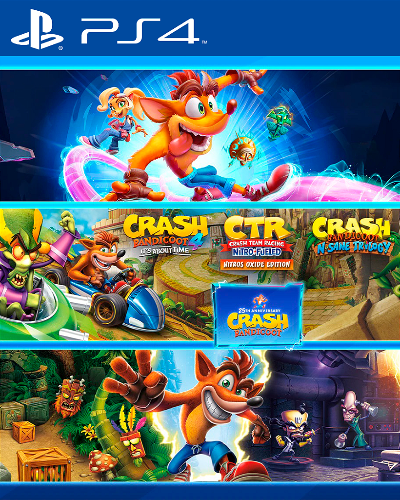 CRASH BANDICOOT PACOTE CRASHVERSÁRIO PS4 MÍDIA DIGITAL